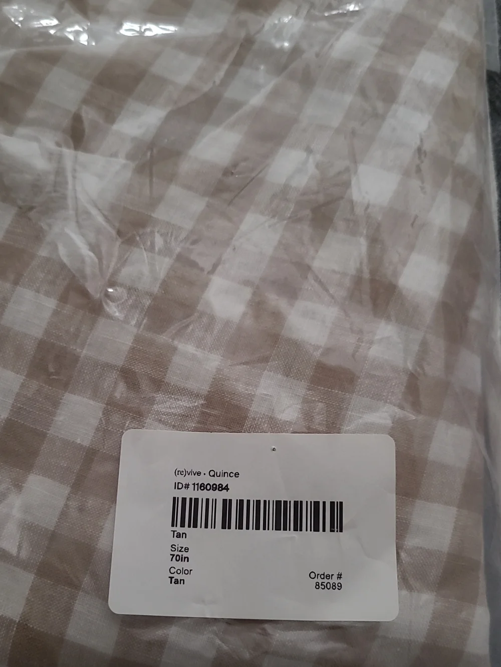Quince European Linen Tan and White Gingham Buffalo Check 70